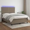 vidaXL Cama box spring colch&atilde;o/LED 140x200 cm tecido cinza-acastanhado