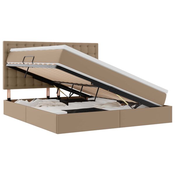 vidaXL Cama com arruma&ccedil;&atilde;o e LED com colch&atilde;o Cappuccino 160 x 200 cm