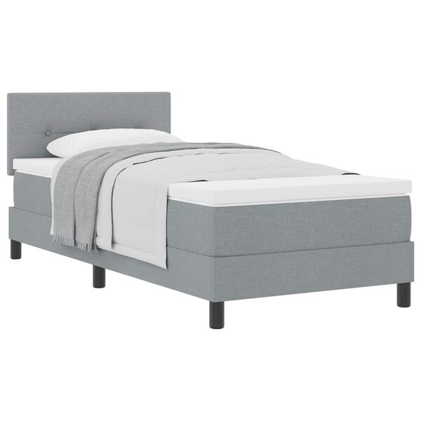 vidaXL Cama Box com colch&atilde;o Cinzento-claro 90 x 190 cm tecido