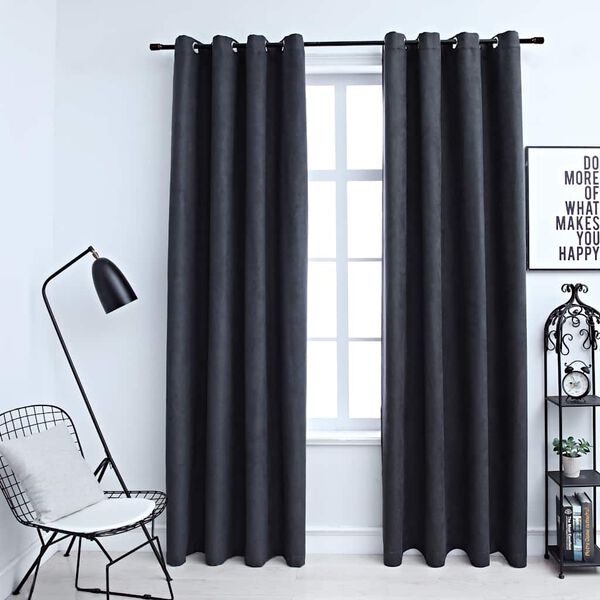 vidaXL Cortinas blackout c/ argolas em metal 2 pcs 140x245cm antracite