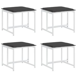 vidaXL Bancos de jardim c/ almofad&otilde;es 4 pcs a&ccedil;o e textilene branco