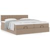 vidaXL Estrutura de cama otomana com colch&otilde;es cappucino pele sint&eacute;tica