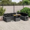 vidaXL 9 pcs conjunto de sof&aacute;s p/ jardim c/ almofad&otilde;es vime PE preto