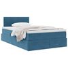 vidaXL Cama com Armazenamento com colch&atilde;o Azul 120 x 190 cm Veludo