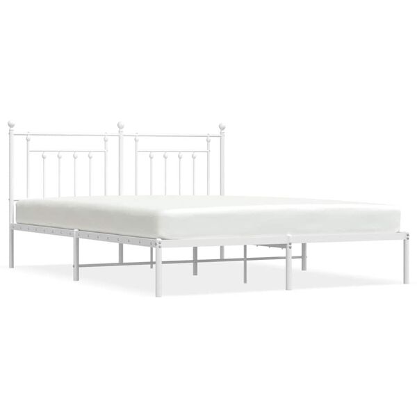 vidaXL Estrutura de cama com cabeceira 183x213 cm metal branco
