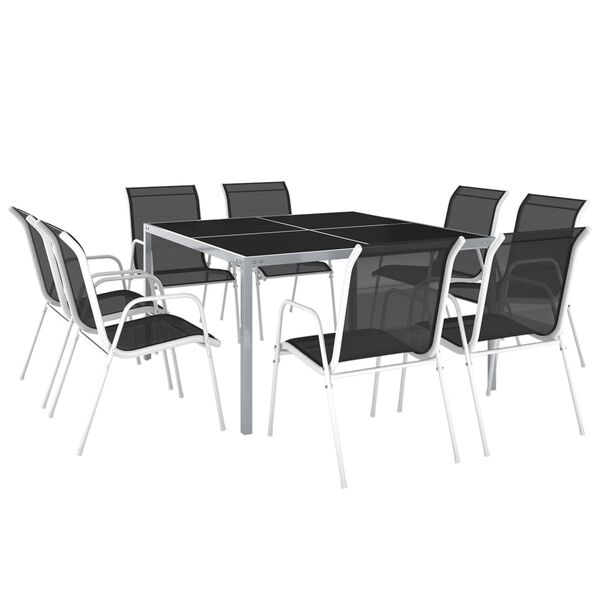 vidaXL 9 pcs conjunto de jantar para exterior a&ccedil;o