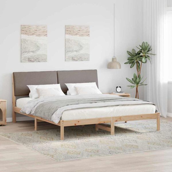 vidaXL Estrutura da cama com cabeceira Marrom e taupe 180 x 200 cm