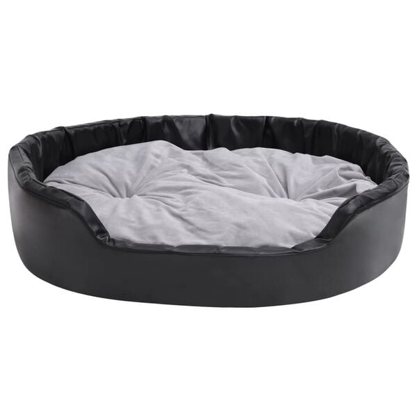vidaXL Ninho p/ c&atilde;es 99x89x21 cm pel&uacute;cia/couro artificial preto/cinza