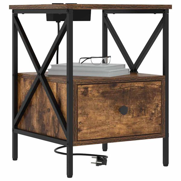 vidaXL Arm&aacute;rio de Cabeceira Carvalho Defumado 41,5 x 40,5 x 55 cm