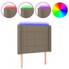 vidaXL Cabeceira cama c/ LED tecido 103x16x118/128cm cinza-acastanhado
