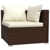 vidaXL 7 pcs conjunto lounge jardim c/ almofad&otilde;es vime PE castanho