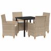 vidaXL Conjunto de Jantar para Jardim 5 unid. Bege vime PE