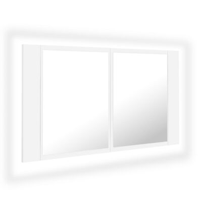 vidaXL Armário espelhado casa de banho LED 80x12x45 cm acrílico branco