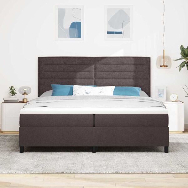 vidaXL Cama Box com colch&atilde;o Castanho escuro 200 x 200 cm tecido