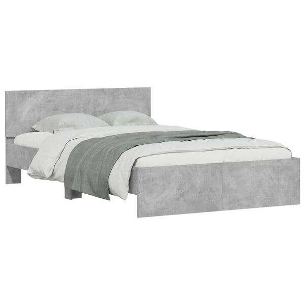 vidaXL Estrutura de cama com cabeceira 135x190 cm cinzento cimento