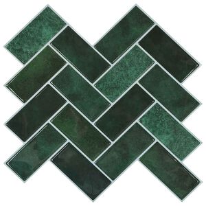 vidaXL Azulejo Chevron 10 pcs Verde Escuro 30 x 30 cm