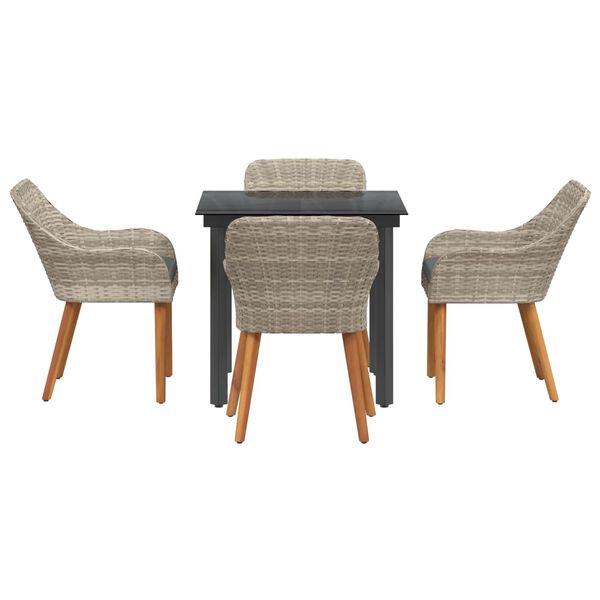 vidaXL Conjunto de Jantar para Jardim 5 pcs Cinzento-claro vime PE