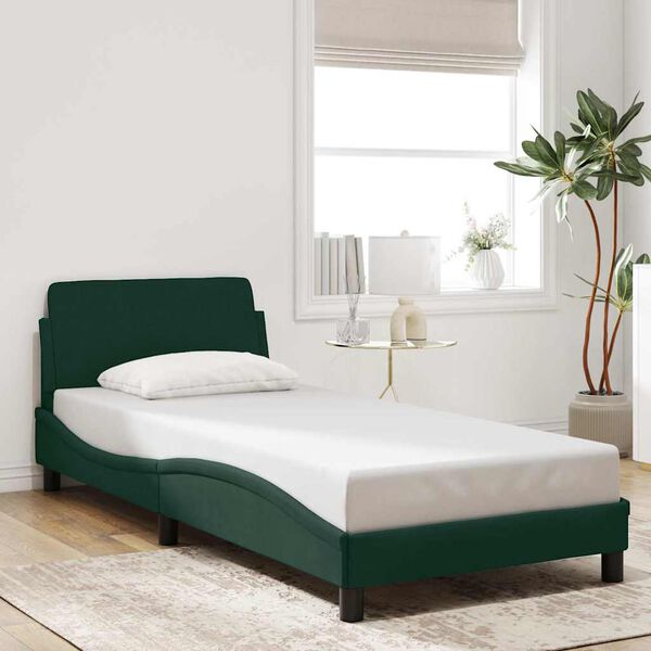 vidaXL Estrutura de cama Dover 80x200 cm veludo verde-escuro