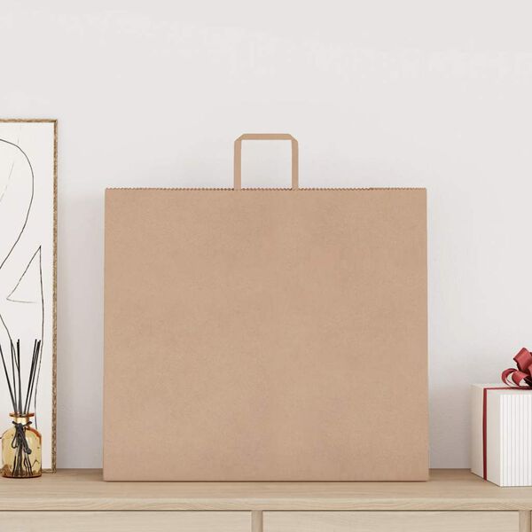 vidaXL Sacos de papel 50 unid com al&ccedil;as castanho 54x15x49 cm