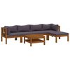 vidaXL 6 pcs conjunto lounge de jardim c/ almofad&otilde;es ac&aacute;cia maci&ccedil;a
