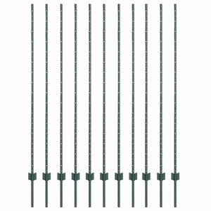 vidaXL Poste de Cerca Embutido 11 unid. Verde 200 cm