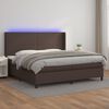 vidaXL Cama box spring c/ colch&atilde;o/LED 200x200 cm couro artif. castanho