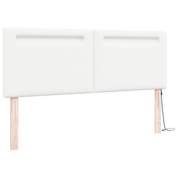 vidaXL Cabeceira LED Branco 160 cm Couro Sint&eacute;tico