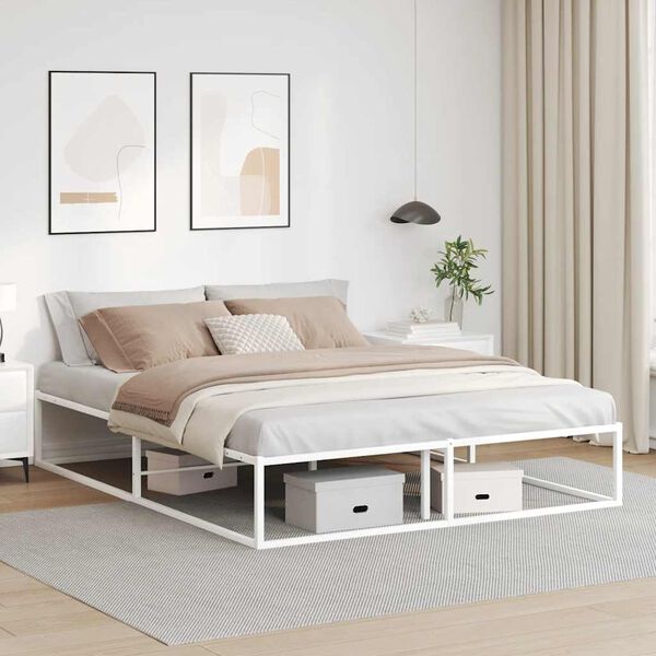 vidaXL Estrutura de cama sem colch&atilde;o branco 160x200 cm metal