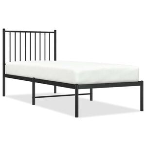 vidaXL Estrutura de cama metal s/ colch&atilde;o c/ cabeceira 75x190 cm preto