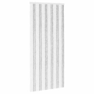 vidaXL Cortina de Insetos Chenille Cinza Claro e Branco 100 x 220 cm