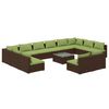 vidaXL 13 pcs conjunto lounge de jardim c/ almofad&otilde;es vime PE castanho