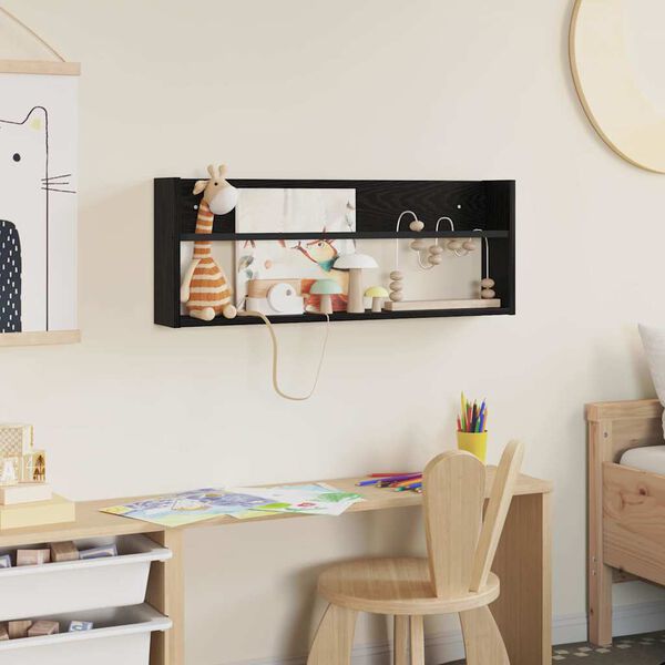 vidaXL Estante de Revistas Carvalho Preto 80 x 12 x 30 cm