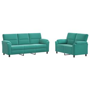 vidaXL Conjunto de Sof&aacute;s 2 pcs Turquesa Veludo