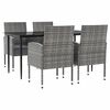 vidaXL 5pcs conjunto de jantar para jardim vime PE e a&ccedil;o cinza e preto