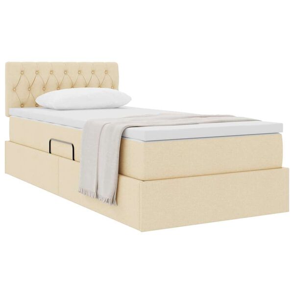 vidaXL Cama com arruma&ccedil;&atilde;o e colch&atilde;o com colch&atilde;o Creme 100 x 200 cm