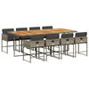vidaXL 9 pcs conjunto de jantar p/ jardim c/ almofad&otilde;es vime PE cinza