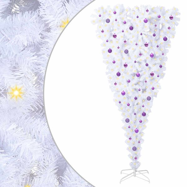 vidaXL &Aacute;rvore de Natal Artificial com 300 LEDs Branco 240 cm PVC e A&ccedil;o