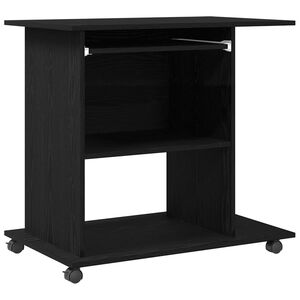 vidaXL Mesa de computador em carvalho preto, 80x50x75 cm, madeira engenheirada