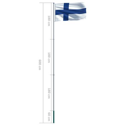 vidaXL Bandeira da Finlândia com mastro de alumínio 6 m