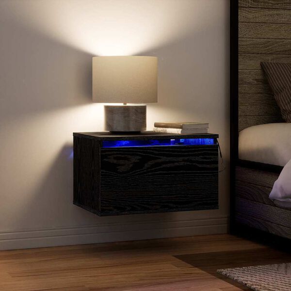 vidaXL Arm&aacute;rio de Cama Montado na Parede com gaveta Carvalho Preto