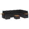 vidaXL 9 pcs conjunto de sof&aacute;s p/ jardim c/ almofad&otilde;es vime PE preto