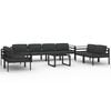 vidaXL 9 pcs conjunto lounge jardim com almofadões alumínio antracite