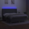 vidaXL Cama box spring c/ colch&atilde;o e LED 180x200 cm tecido cinza-escuro