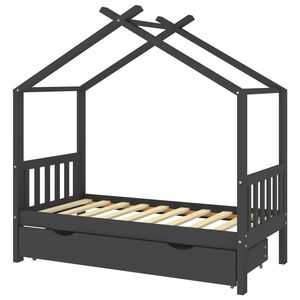 vidaXL Cama de criança c/ gaveta 80x160 cm pinho maciço cinza-escuro