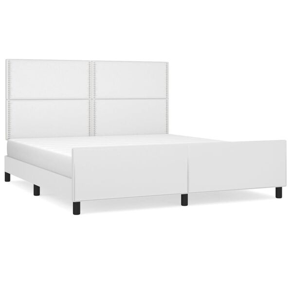 vidaXL Estrutura cama c/ cabeceira 160x200 cm couro artificial branco