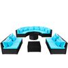 vidaXL 13 pcs conjunto lounge jardim c/ almofad&otilde;es vime PE azul