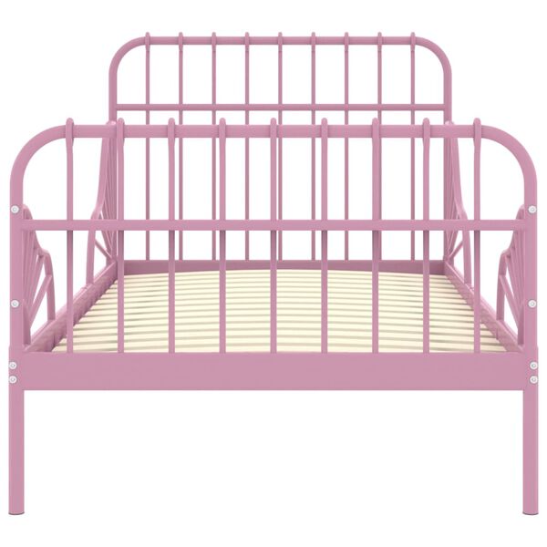 vidaXL Estrutura de cama extensível em metal rosa 80x130/200 cm