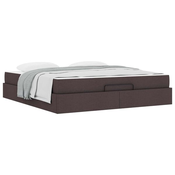 vidaXL Estrutura de cama com colch&atilde;o 2 pcs Bronzeado tecido