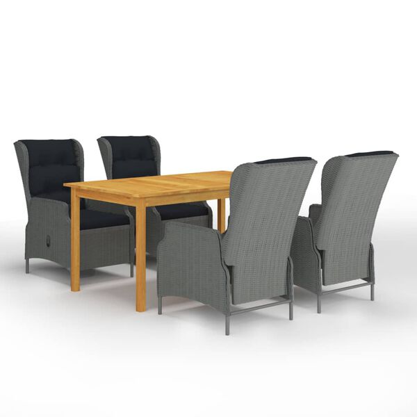 vidaXL 5 pcs conjunto de jantar para jardim cinzento-claro