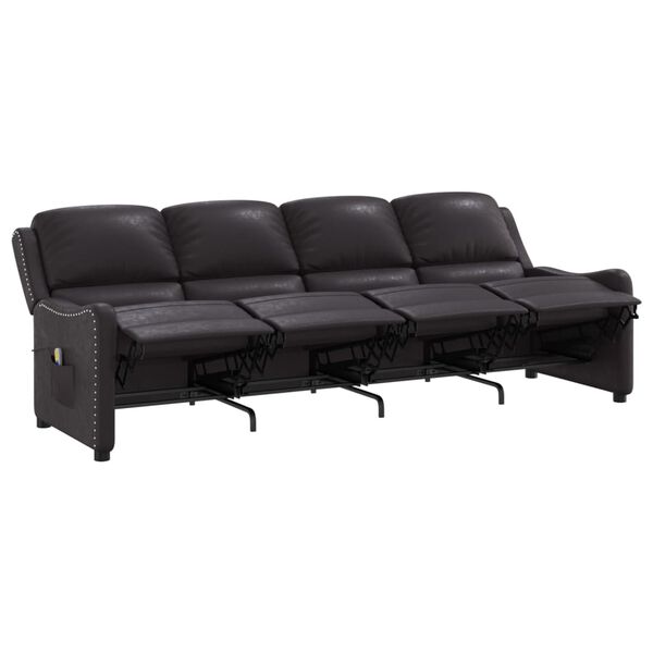 vidaXL Poltrona massagens 4lug. reclinável courto art. preto brilhante